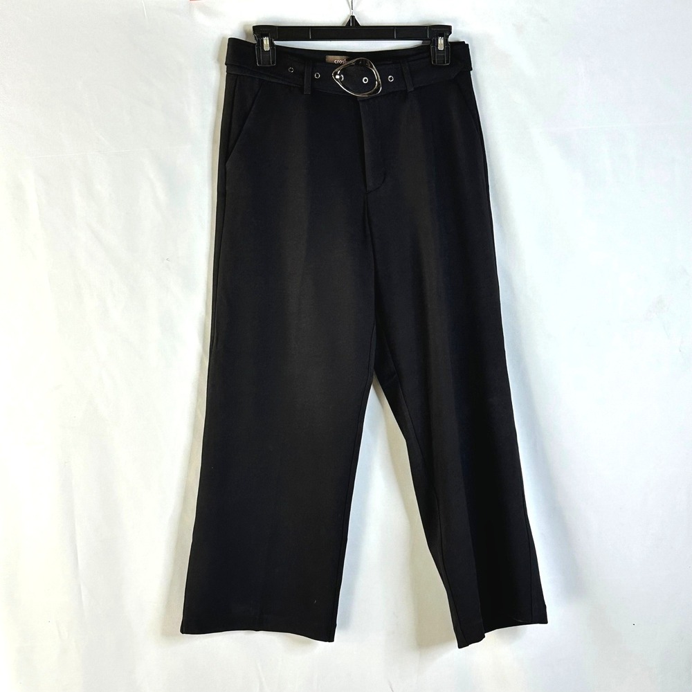 Crosby Women's 8 Belted Culotte Black Wide Leg Cropped Trousers Dark Academia